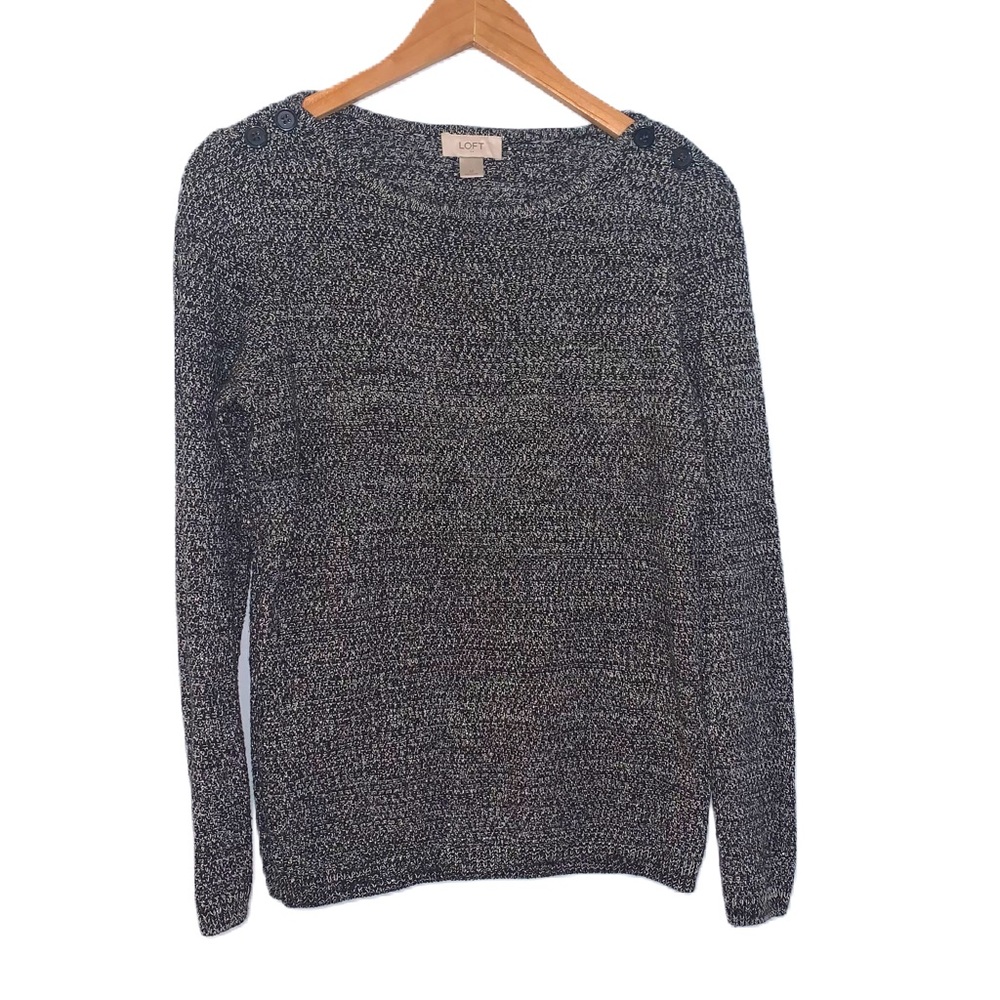 LOFT Factory Black & White Shimmery Sweater Size Medium